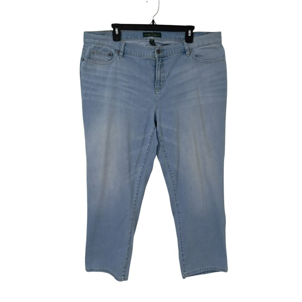 Ralph Lauren Womens Classic Denim Jeans Light Wash Plus Size 16W Straight Leg